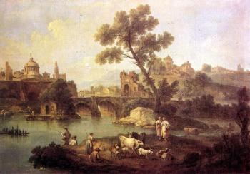 硃塞珮 蔡斯 Landscape with River and Bridge